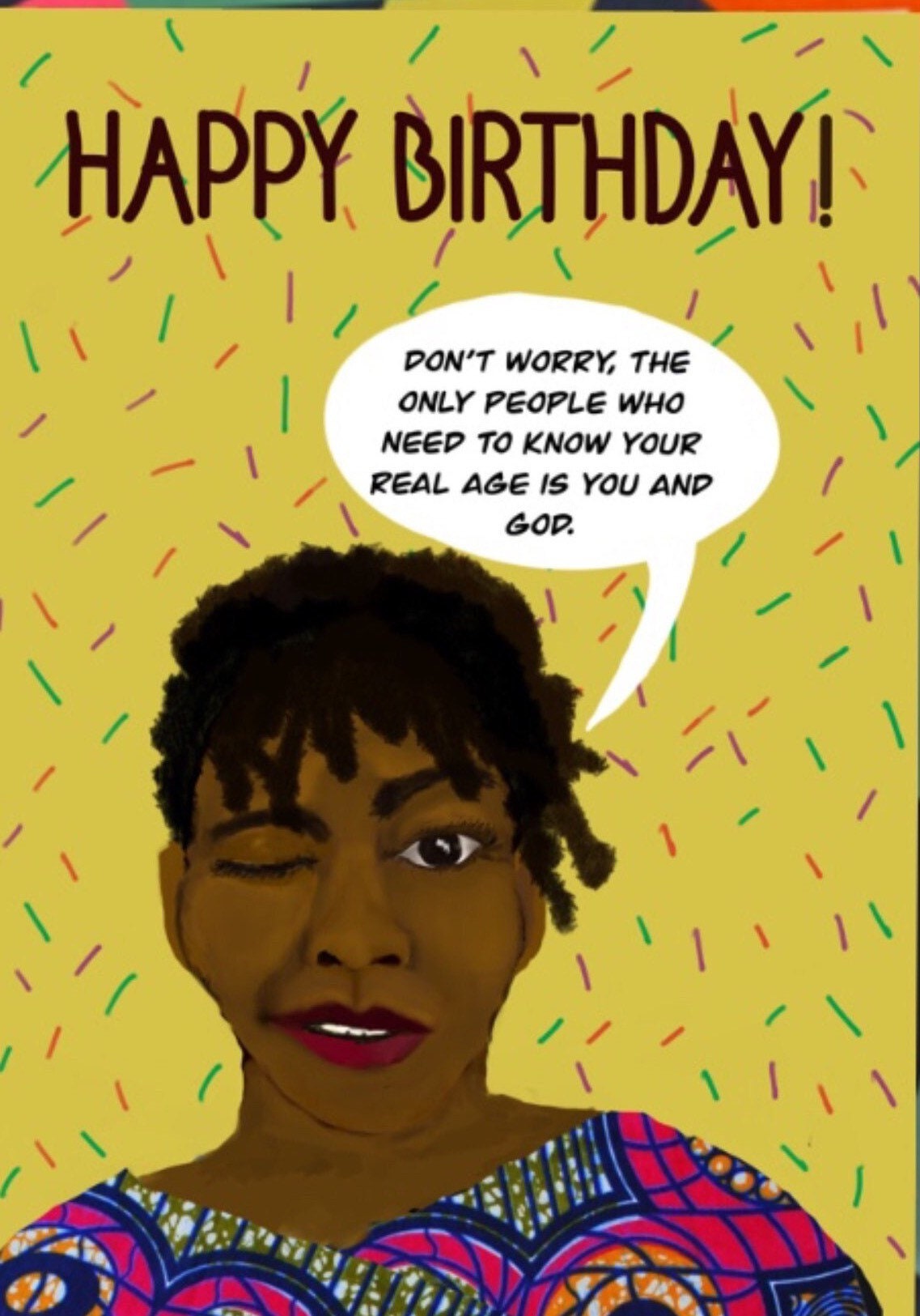 Happy Birthday - Quirky Afro Humour Greeting Card - Blank A6