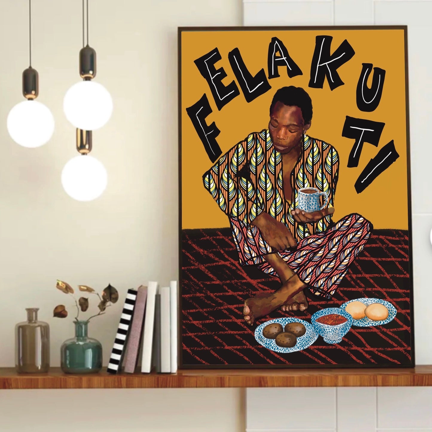 Colourful Afrobeat-themed A3 poster featuring vibrant artwork of Fela Kuti, the legendary musician